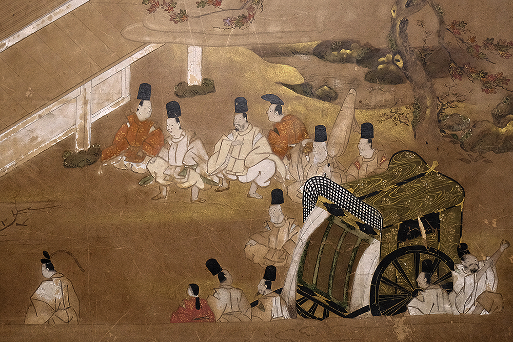 CS4325＞大和絵 琵琶弾姫図 大判【安土桃山-江戸時代初期 源氏物語