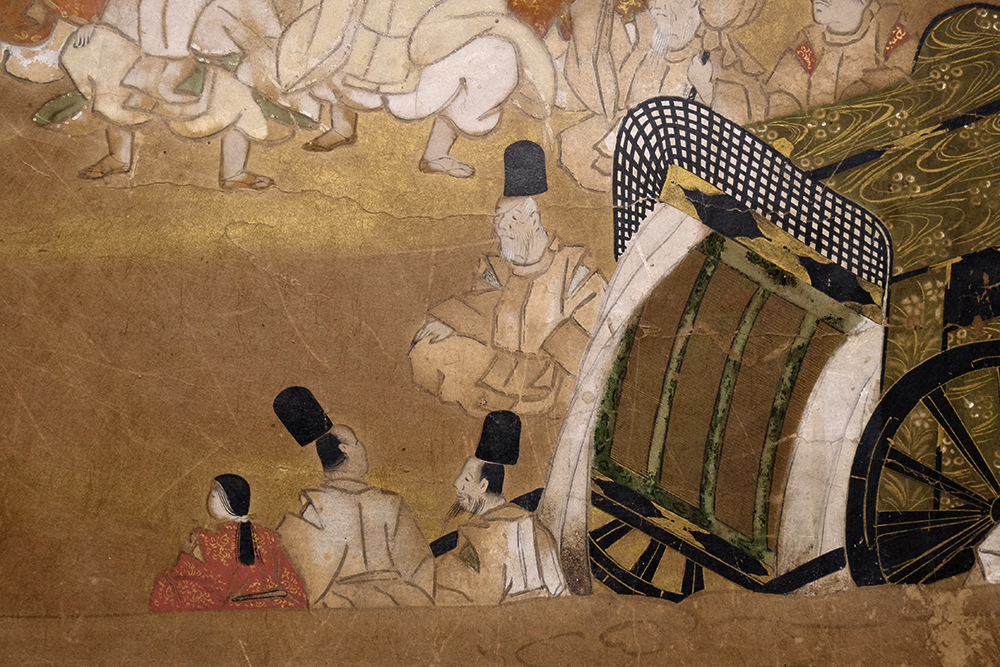 CS4325＞大和絵 琵琶弾姫図 大判【安土桃山-江戸時代初期 源氏物語